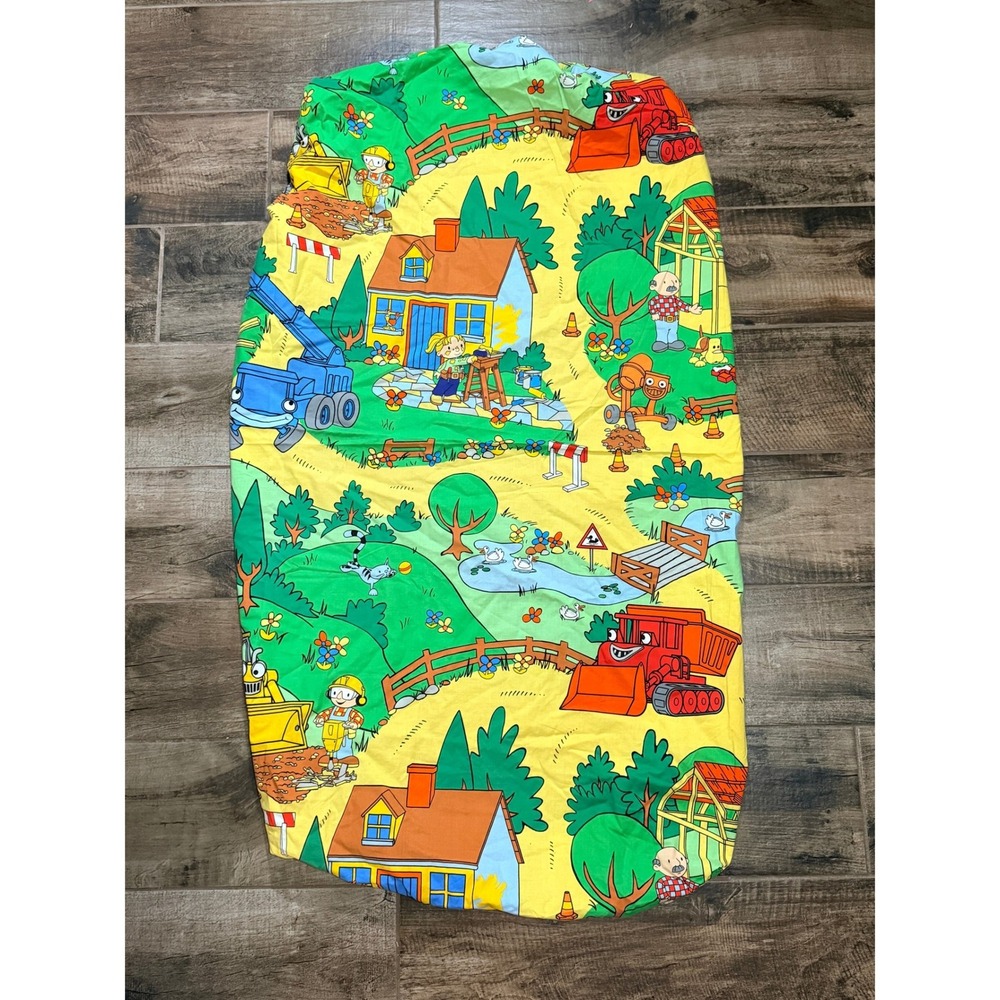 Vintage 2003 Cranston Print Works Bob the Builder Fitted Sheet, 28"x51"